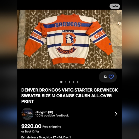 Denver Broncos Orange Crush Starter Sweatshirt *Rare*HTF* - Picture 3 of 5